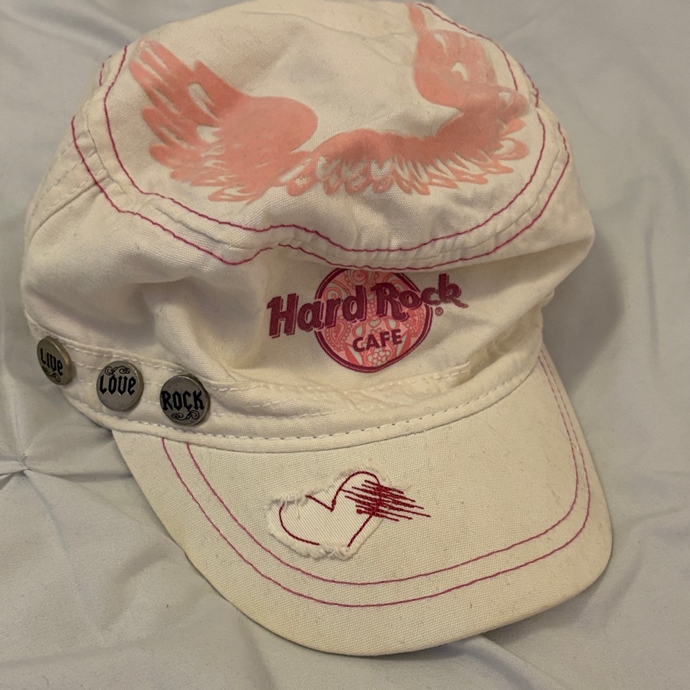 Hard Rock Cafe Cream and Pink Cap